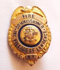 Rare 19th cen. Fire Commissioner Village of Lawrence NY New York Gold Filled Pin picture