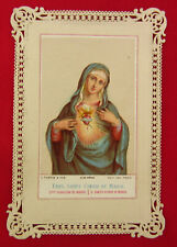 Antique MARY Lace Holy Card MOST HOLY HEART Religious French Prayer Card TURGIS picture