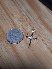 Vintage Stamped Sterling Silver Religious Cross Cubic Zirconium Pendant picture