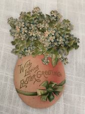 Vintage Tuck & Sons Die-cut: “With Loving Easter Greeting” Egg & Flowers Decor picture