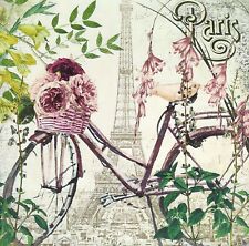 N284# 3 x Single Paper Napkins For Decoupage Vintage Bike Bicycle Paris Flowers picture