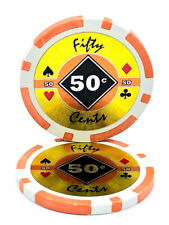 25 Orange 50¢ Cent Black Diamond 14g Clay Poker Chips - Buy 2, Get 1 Free picture