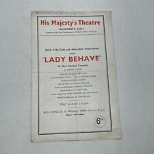 Playbill Theater Program His Majesty's Theatre Lady Behave picture