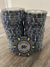 NEW 50 Gray 50¢ Cent Monte Carlo 14 Gram Clay Poker Chips picture