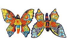 Talavera Butterfly XL (2) Folk Art Mexican Pottery Wall Art Home Decor 14.5
