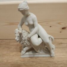 Antique Parian Ware 'Una and the Lion' Miniature Figure Paperweight c1890. picture