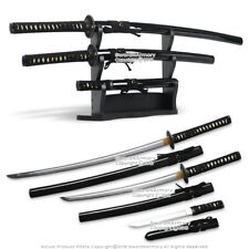 Black Handmade Sharp Last Samurai Sword Set with Kanji Engraved on Blade picture