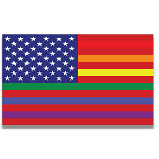 Gay Pride LGTBQ Rainbow American Flag Car Magnetic Decal, 5x8 Inches picture