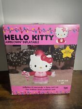 Gemmy Hello Kitty Airblown Inflatable Christmas Santa Hat Candy Cane 3.5 Feet picture