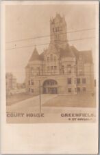 c1900s GREENFIELD, Indiana RPPC Postcard HANCOCK COUNTY COURT HOUSE Cuyler Photo picture