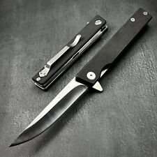 VORTEK VANGUARD Black G10 Ball Bearing Flipper Blade Large Folding Pocket Knife picture