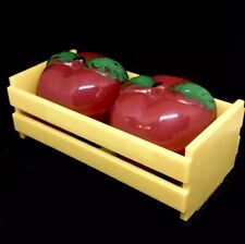 Vintage 1960s Plastic Apples in a Crate, Salt and Pepper Shakers Farm House picture