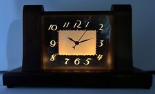 Lackner NEON-Glo Squire Electric Clock-Walnut Body-Lights/Runs/Keeps Time 1940s picture