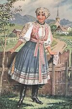 Artist Card J Mukarovsky Woman National Czechoslovakian Costume Vintage Postcard picture