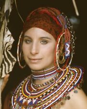 Barbra Streisand 1970's portrait in African style beads & head dress poster picture