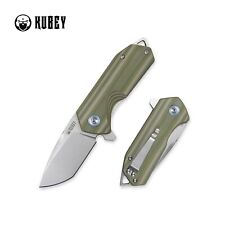 Kubey Campe Flipper Folding Knife Striped Green G10 Handle D2 Plain Edge KU203E picture