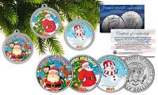 MERRY CHRISTMAS 2015 JFK Half Dollar 3-Coin Set Ornaments with Snowman & Santa picture