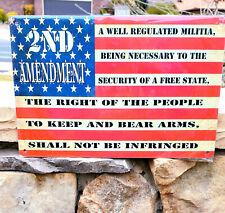 USA Flag 2nd Amendment Metal Sign Wall Decor Man Cave Bar Gun Rights Patriot EDC picture