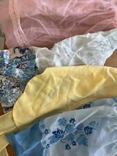 Lot Of Four 4 Vintage Aprons, Pink, Blue Yellow  One NWT, 1960s, Lace Floral picture