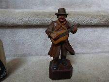 VERY OLD VTG Anri Carved Wood Figure Man Guitar Mandolin PATINA DETAILED 7.75