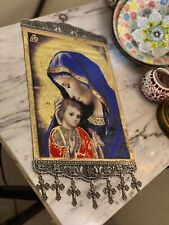 Wall Hanging Tapestry Madonna & Child Pure Cotton Yarn Banner Art Decor 15 X8 picture