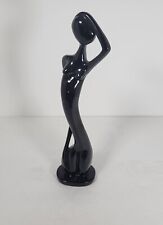 Vintage Black Ceramic Studio Nova Eastern Wave Statue Nude Woman picture