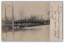 1906 Flood Bridge Des Plaines River Chicago Illinois IL RPPC Photo Postcard picture
