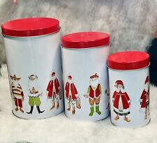 Vintage Ikea Christmas Santa Around The World Nesting Tins Canisters Snodriva picture