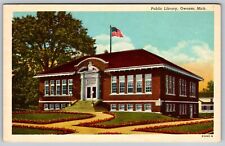 Owosso Michigan Carnegie Public Library Main Street c.1915 Vintage Postcard picture