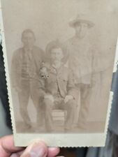 Cabinet Card Photo Cowboy With Native Americans Or Mexican Western Men picture