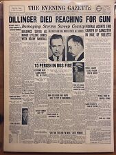 VINTAGE NEWSPAPER HEADLINE ~CRIME GANGSTER KILLED JOHN DILLINGER SHOT DEAD 1934 picture