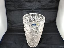 Vintage Bohemian Style DEEP Cut Crystal Large Heavy Vase 1950'S (New) 9.75IN  picture