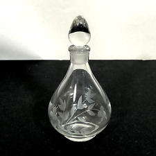 Vintage Lentheric Bouquet 4 oz Etched Perfume Bottle w/ Stopper  5.5” Tall EMPTY picture