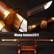 40'' Rosewood Folded Steel Gold Chinese Tang Dynasty Dao Functional Sharp Sword  picture