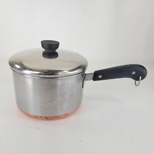 Vintage Revere Ware Copper Clad Bottom 3 Quart 3qt Double Ring Sauce Pot w/Lid picture