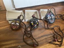 Vtg Korean Mask Necklace Trio 1990s Hand Painted picture