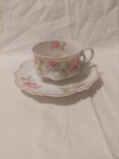 Antique MZ Austria China Tea Cup and Saucer Delicate Porcelain Pink Flowers picture