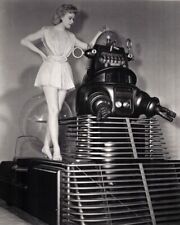 Forbidden Planet Anne Francis stands barefoot on Robby The Robot 8x10 photo picture