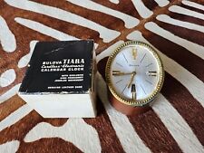 Vintage Bulova Tiara Swiss Cordless Electronic Calendar Shelf Clock picture