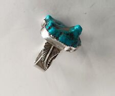 Chunky Vintage South West Native American Silver Turquoise Nugget ring Navajo picture