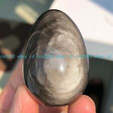 Natural Silver Obsidian Quartz Egg-shaped Magic Crystal Healing Ball Sphere Gems picture