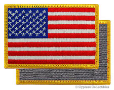 AMERICAN FLAG EMBROIDERED PATCH GOLD BORDER USA US w/ VELCRO® Brand Fastener picture