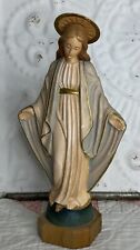 Vintage Anri Toriart Madonna Virgin Mary Wood Figurine Hand Carved Italy 7” Tall picture