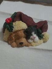 Vintage Young's Holiday Gifts 1998 Puppy and Cat Sleeping 99824 in Original Box  picture