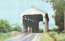 Thurston Ohio, Charles Holliday Covered Bridge, Walnut Creek, Vintage Postcard picture