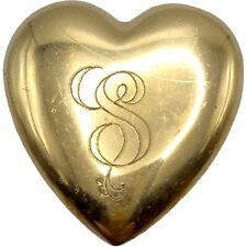 Vintage 1980s James Avery Solid Brass Heart Paperweight Engraved 
