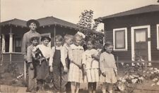 RPPC Postcard Group Children holding Mini Pinscher Dog + Cat c. 1920s picture