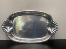 Vintage The Wilton Company RWP Pewter Serving Platter Oval Scalloped Handle 14” picture