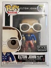 FUNKO POP ROCKS 63 ELTON JOHN (RED, WHITE, & BLUE) FIGURE with PROTECTOR FYE EXC picture
