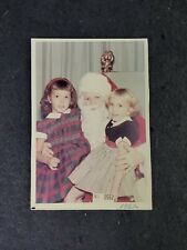 Vintage Press Photo Color Two Girls on Santa's Lap 1962 3.5